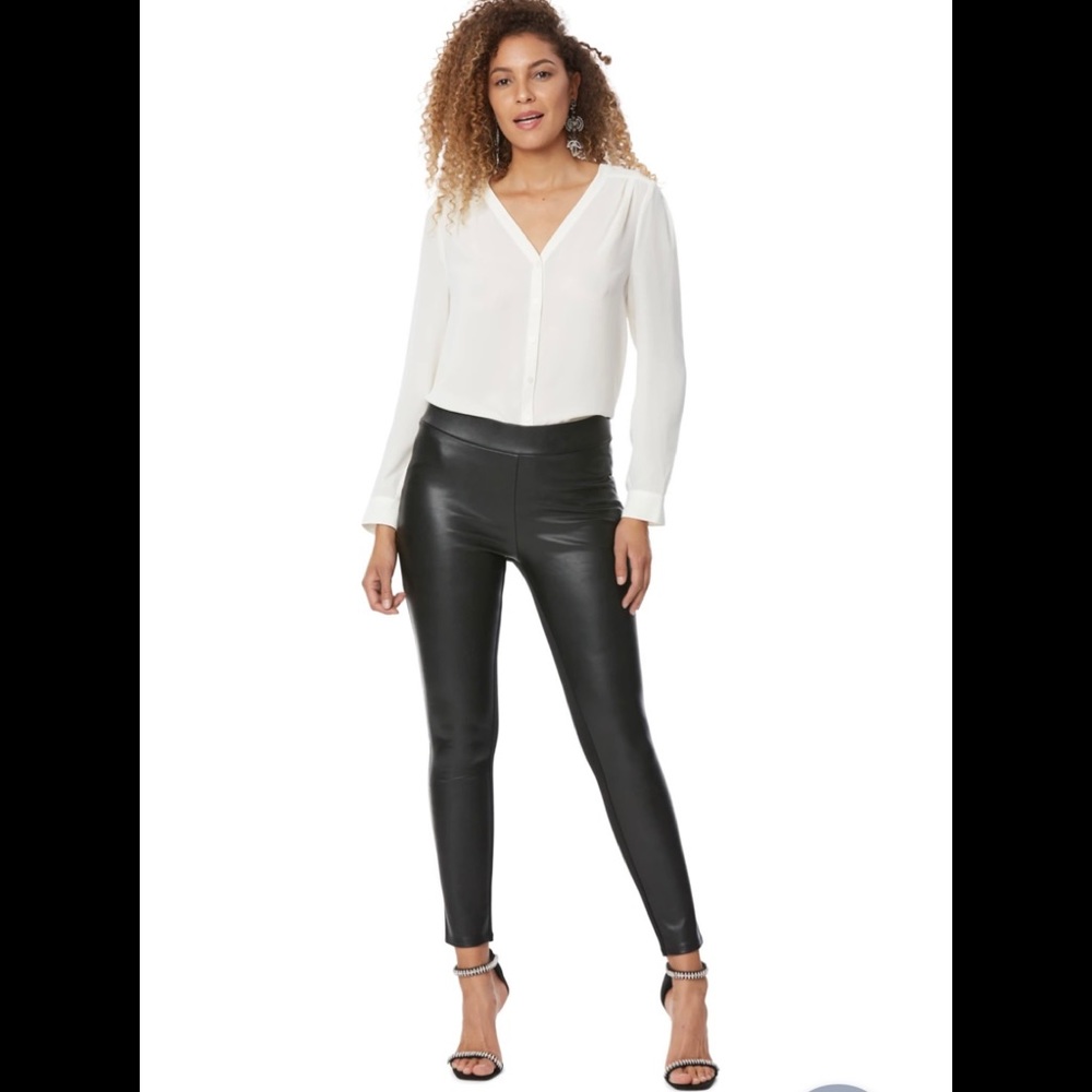 Faux Leather Leggings Pants with Ponte Knit